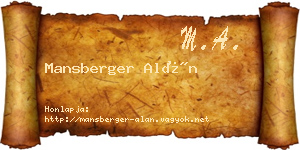 Mansberger Alán névjegykártya